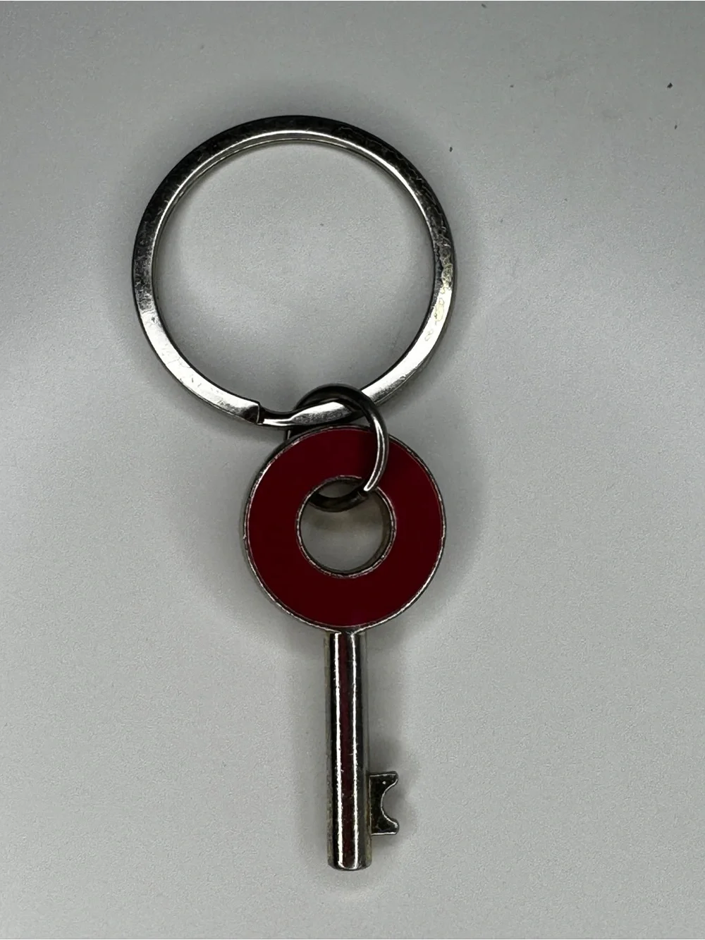 Victoria's Secret Silver tone Keyring with Pink Enamel Logo Charm